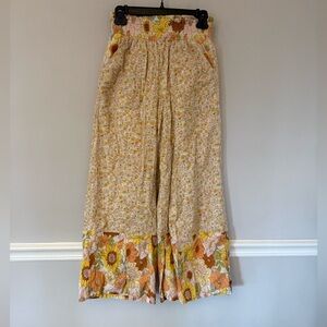 American Egale yellow floral boho hippie wide leg pants. XS